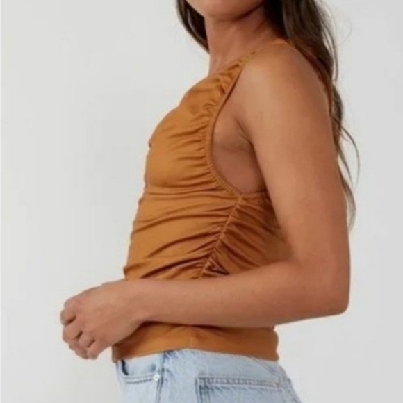 NWT Free People Ride Along Ruched Crop Tank in Cowgirl XL (Extra Large) - Picture 4 of 6